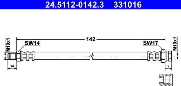 ATE 24.5112-0142.3 - Спирачен маркуч vvparts.bg