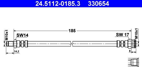 ATE 24.5112-0185.3 - Спирачен маркуч vvparts.bg