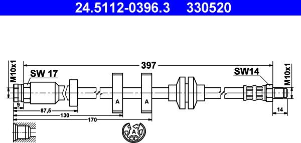 ATE 24.5112-0396.3 - Спирачен маркуч vvparts.bg