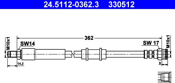 ATE 24.5112-0362.3 - Спирачен маркуч vvparts.bg