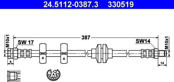 ATE 24.5112-0387.3 - Спирачен маркуч vvparts.bg