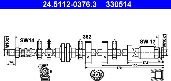 ATE 24.5112-0376.3 - Спирачен маркуч vvparts.bg