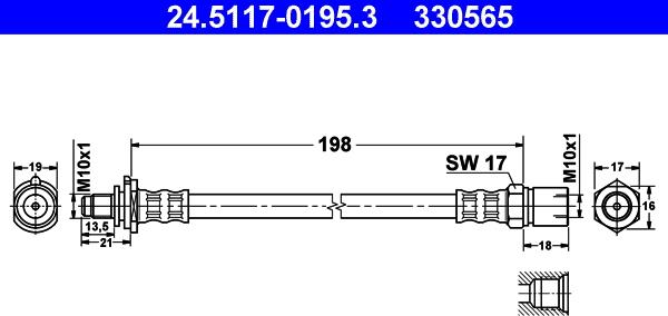 ATE 24.5117-0195.3 - Спирачен маркуч vvparts.bg