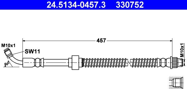 ATE 24.5134-0457.3 - Спирачен маркуч vvparts.bg