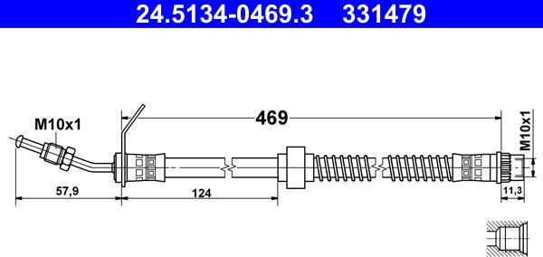 ATE 24.5134-0469.3 - Спирачен маркуч vvparts.bg