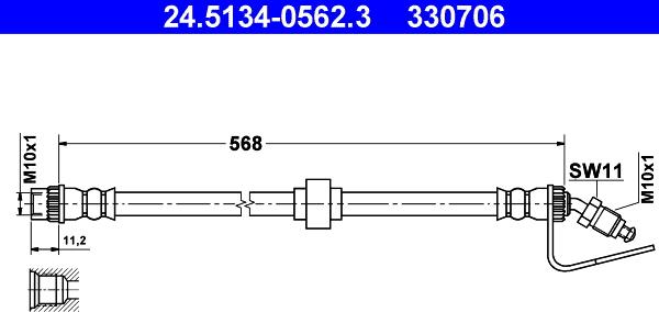 ATE 24.5134-0562.3 - Спирачен маркуч vvparts.bg