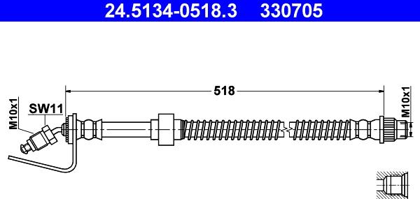 ATE 24.5134-0518.3 - Спирачен маркуч vvparts.bg