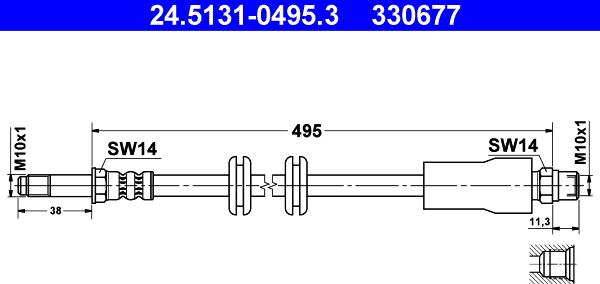 ATE 24.5131-0495.3 - Спирачен маркуч vvparts.bg