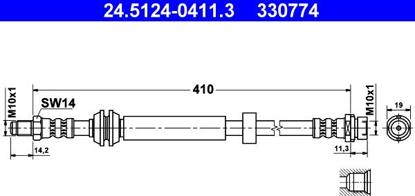 ATE 24.5124-0411.3 - Спирачен маркуч vvparts.bg