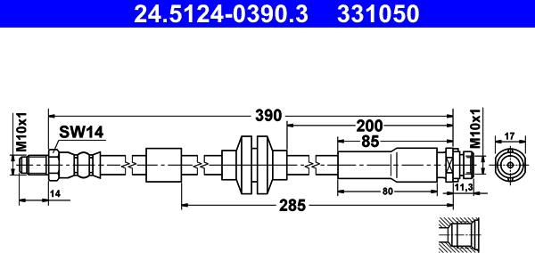 ATE 24.5124-0390.3 - Спирачен маркуч vvparts.bg