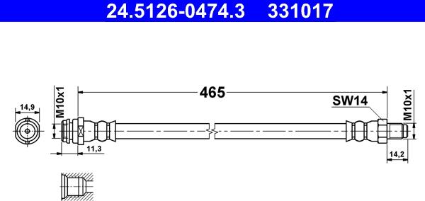 ATE 24.5126-0474.3 - Спирачен маркуч vvparts.bg