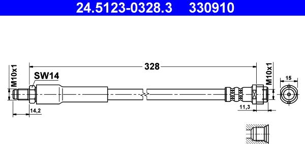 ATE 24.5123-0328.3 - Спирачен маркуч vvparts.bg