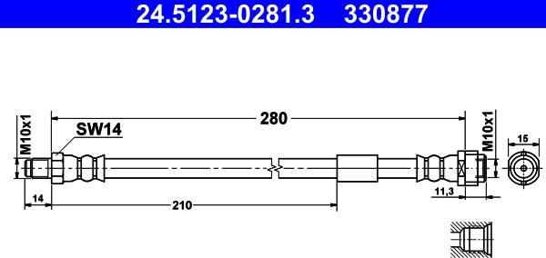 ATE 24.5123-0281.3 - Спирачен маркуч vvparts.bg