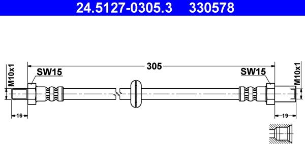 ATE 24.5127-0305.3 - Спирачен маркуч vvparts.bg