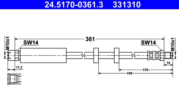 ATE 24.5170-0361.3 - Спирачен маркуч vvparts.bg