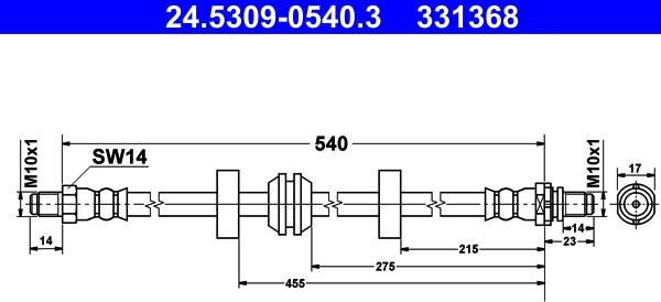 ATE 24.5309-0540.3 - Спирачен маркуч vvparts.bg