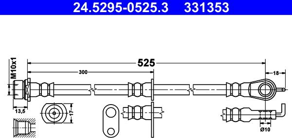 ATE 24.5295-0525.3 - Спирачен маркуч vvparts.bg