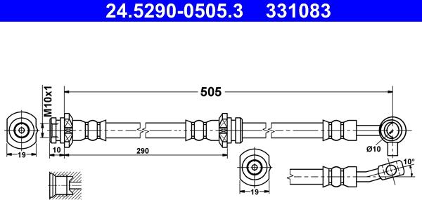 ATE 24.5290-0505.3 - Спирачен маркуч vvparts.bg