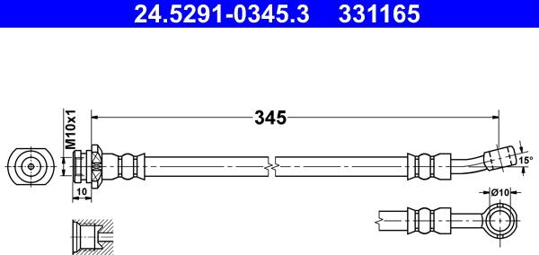 ATE 24.5291-0345.3 - Спирачен маркуч vvparts.bg