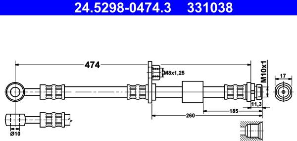 ATE 24.5298-0474.3 - Спирачен маркуч vvparts.bg