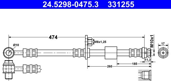 ATE 24.5298-0475.3 - Спирачен маркуч vvparts.bg