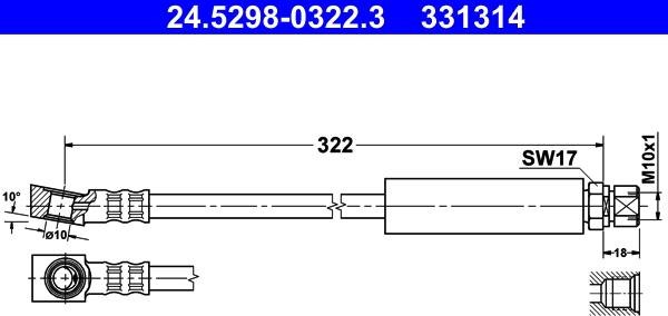 ATE 24.5298-0322.3 - Спирачен маркуч vvparts.bg