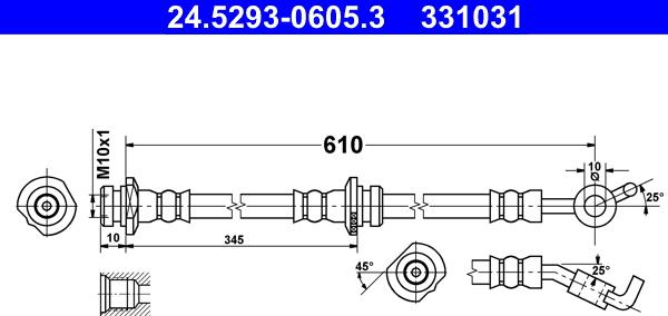 ATE 24.5293-0605.3 - Спирачен маркуч vvparts.bg