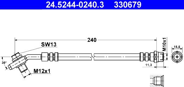 ATE 24.5244-0240.3 - Спирачен маркуч vvparts.bg