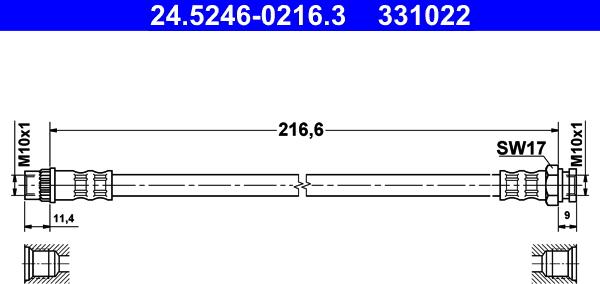 ATE 24.5246-0216.3 - Спирачен маркуч vvparts.bg