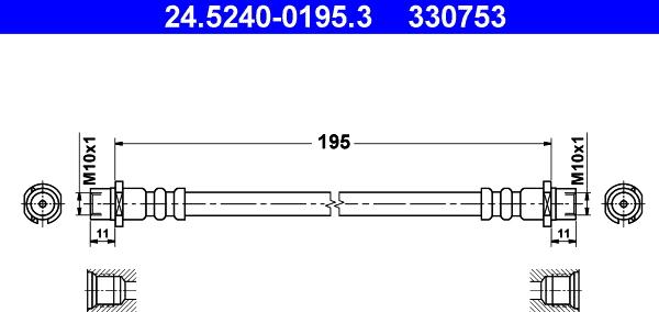 ATE 24.5240-0195.3 - Спирачен маркуч vvparts.bg