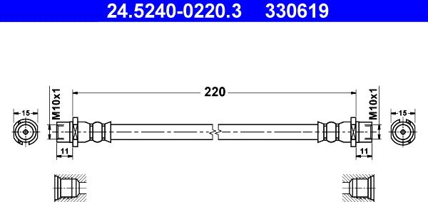 ATE 24.5240-0220.3 - Спирачен маркуч vvparts.bg