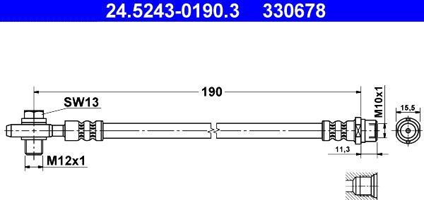 ATE 24.5243-0190.3 - Спирачен маркуч vvparts.bg