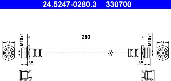 ATE 24.5247-0280.3 - Спирачен маркуч vvparts.bg