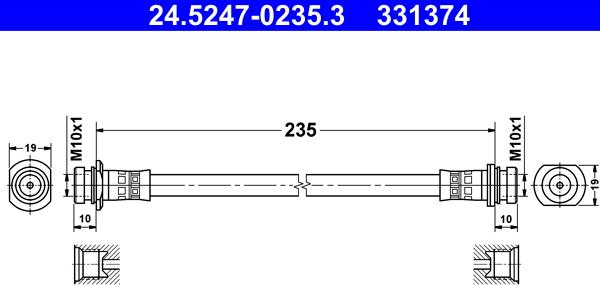 ATE 24.5247-0235.3 - Спирачен маркуч vvparts.bg