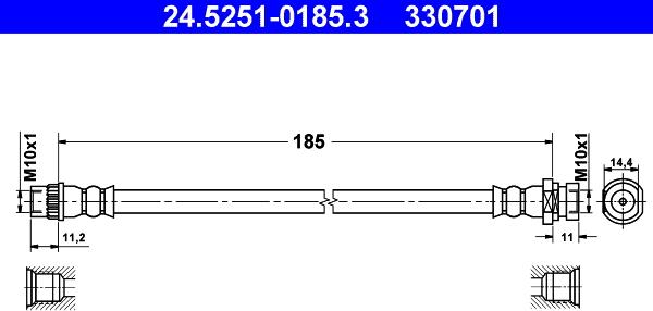 ATE 24.5251-0185.3 - Спирачен маркуч vvparts.bg