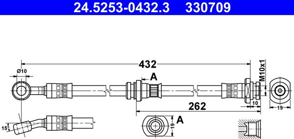 ATE 24.5253-0432.3 - Спирачен маркуч vvparts.bg