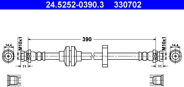 ATE 24.5252-0390.3 - Спирачен маркуч vvparts.bg