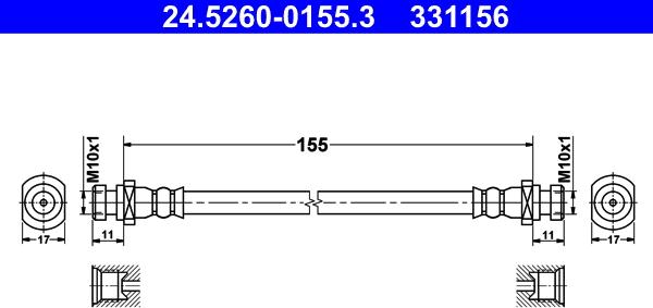 ATE 24.5260-0155.3 - Спирачен маркуч vvparts.bg