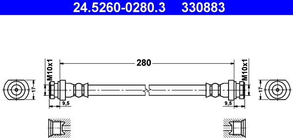 ATE 24.5260-0280.3 - Спирачен маркуч vvparts.bg