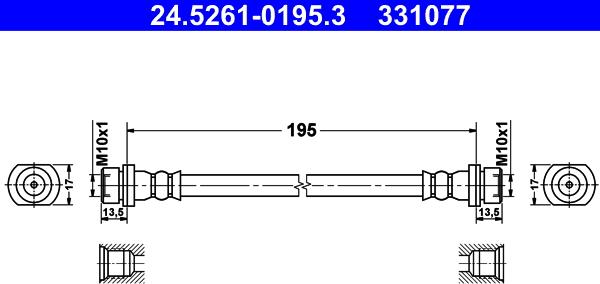 ATE 24.5261-0195.3 - Спирачен маркуч vvparts.bg