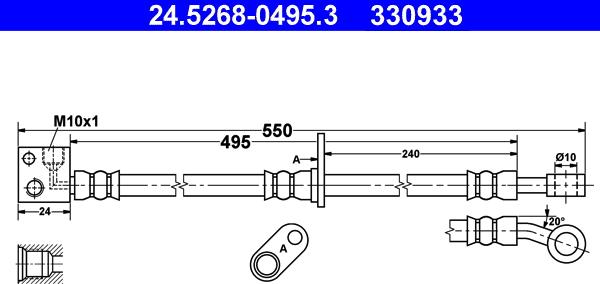 ATE 24.5268-0495.3 - Спирачен маркуч vvparts.bg