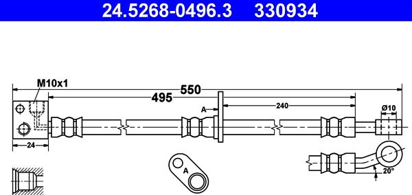 ATE 24.5268-0496.3 - Спирачен маркуч vvparts.bg