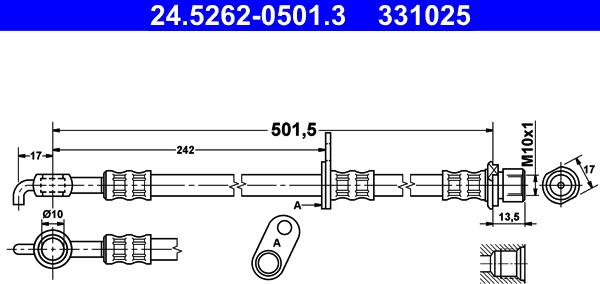 ATE 24.5262-0501.3 - Спирачен маркуч vvparts.bg