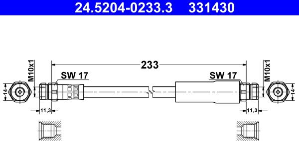 ATE 24.5204-0233.3 - Спирачен маркуч vvparts.bg