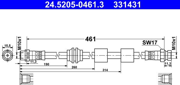 ATE 24.5205-0461.3 - Спирачен маркуч vvparts.bg