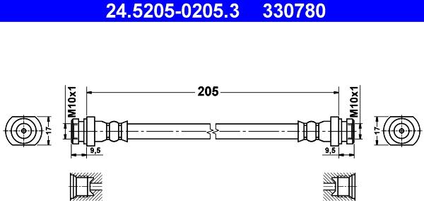 ATE 24.5205-0205.3 - Спирачен маркуч vvparts.bg