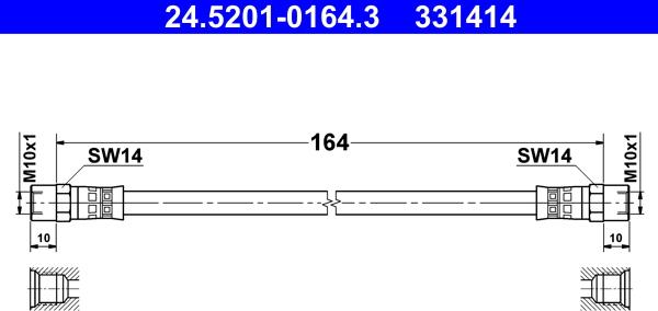 ATE 24.5201-0164.3 - Спирачен маркуч vvparts.bg