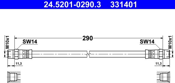 ATE 24.5201-0290.3 - Спирачен маркуч vvparts.bg