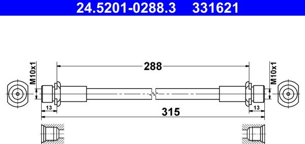 ATE 24.5201-0288.3 - Спирачен маркуч vvparts.bg