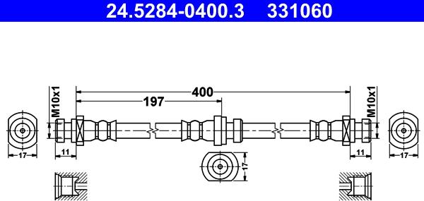 ATE 24.5284-0400.3 - Спирачен маркуч vvparts.bg